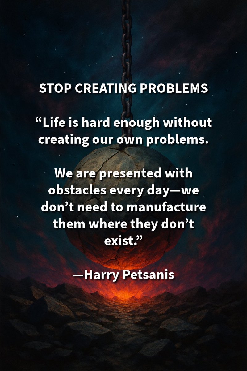 harrypetsanis's tweet image. STOP CREATING PROBLEMS

“Life is hard enough without creating our own problems.

We are presented with obstacles every day—we don’t need to manufacture them where they don’t exist.”

—Harry Petsanis

#SelfAwareness
#MindsetShift
#EmotionalDiscipline
#AccountabilityCoaching

“Stop