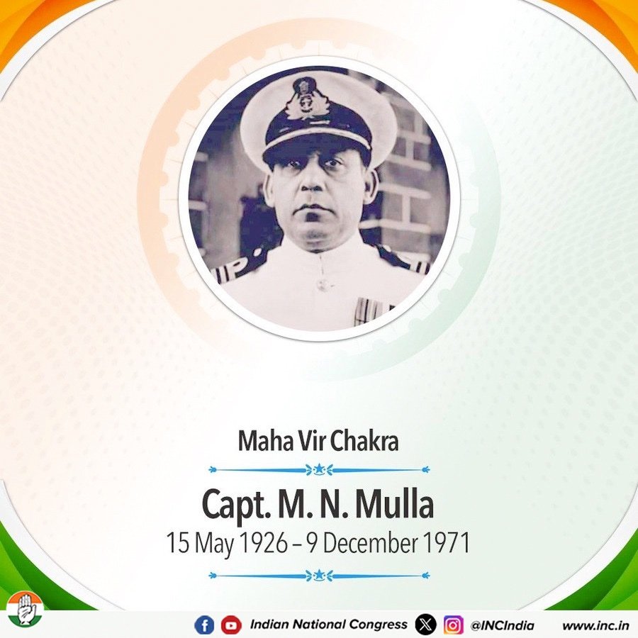 We salute the valour of Maha Vir Chakra awardee Captain M. N. Mulla on his death anniversary. 

His unmatched courage and supreme sacrifice for the nation reflect the highest ideals of duty and honour.

India salutes his bravery and immortal legacy.