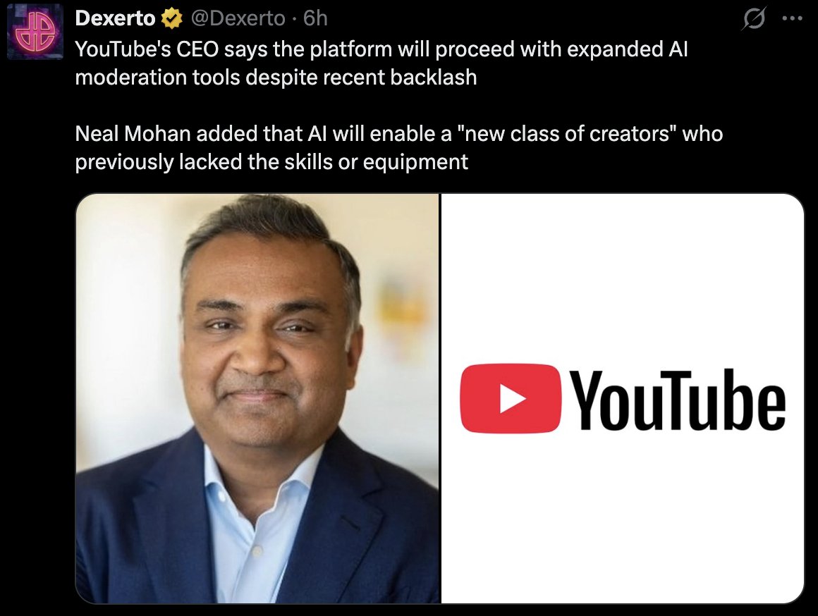 chloe_xozy's tweet image. 🚨 Is @YouTube handing over all ACCOUNTABILITY to AI?

🗣️YouTube CEO told TIME:
“AI will help us detect scams, misinformation, and AI slop. Every week it gets more precise.” 🤖

Sounds nice… but here’s the REALITY:

➡️ With AI moderation, reaching a REAL HUMAN REVIEW is nearly…