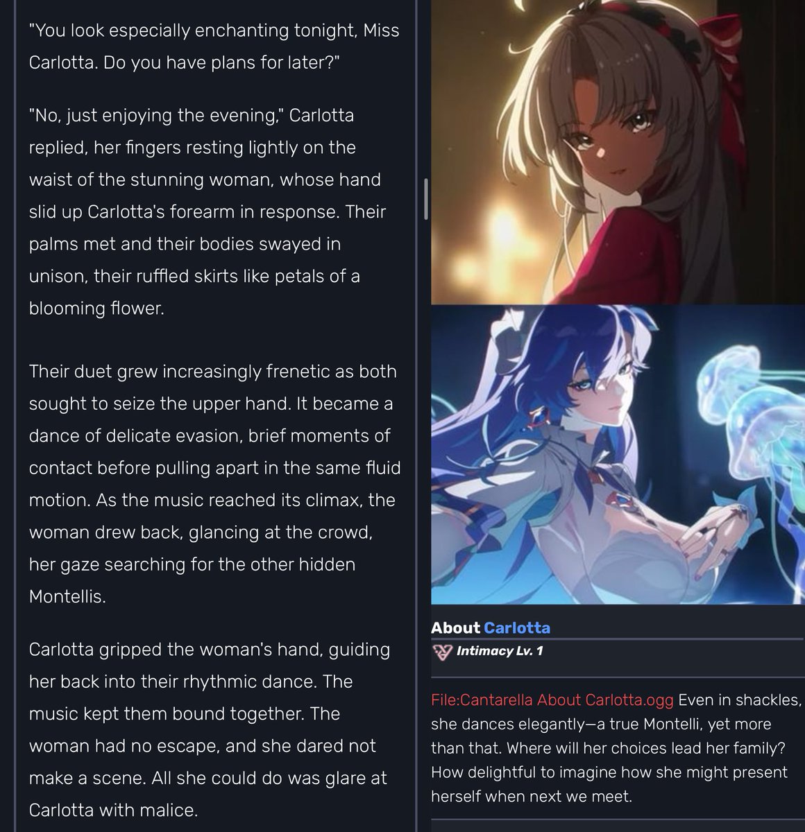 we don't talk enough about cantarella and carlotta dancing together, the whole scene written like some ao3 fan fiction