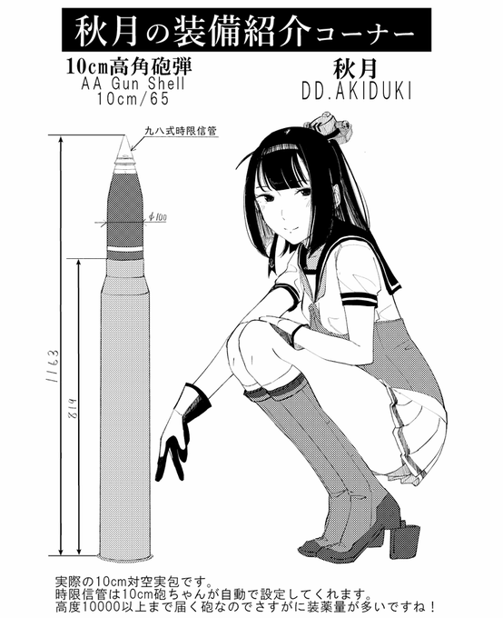 #今年も残りわずかなので今年一番伸びた絵を貼る 長10㎝砲ちゃんの弾と秋月でした