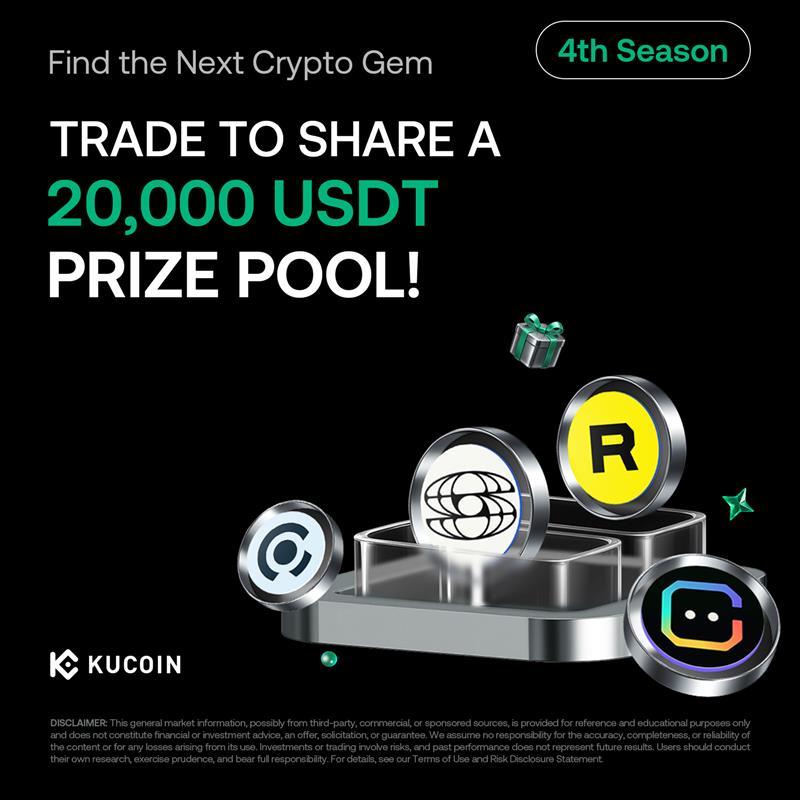 kucoincom's tweet image. 💎 Find the Next Crypto Gem: 4th Season Is Here!
 
Trade selected tokens and share a 20,000 USDT prize pool in this exclusive trading competition.
 
Start trading and discover the next big gem on #KuCoin! 🚀

Join now! 
👉kucoin.com/announcement/e…

#Trading #CryptoGem