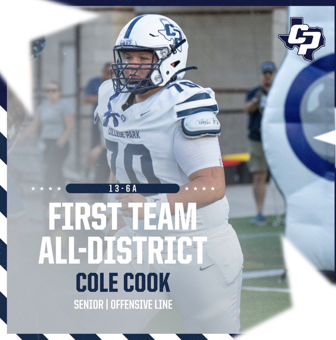 Honored to be selected 13-6A first team all district for the second time. <a href="/Coach_Coats/">Kyle Coats</a> <a href="/CoachHooten/">Josh Hooten</a> <a href="/glang_64/">Garrett Langthorp</a> <a href="/CosentinoTyler/">Coach Cosentino</a> <a href="/IronWillSC/">Iron Will</a>