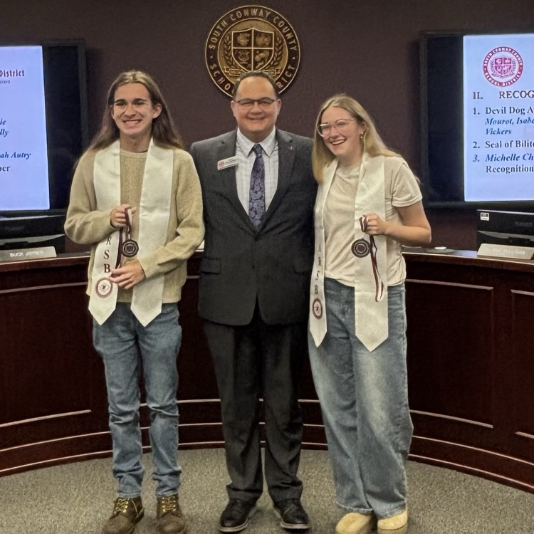At the December regular board meeting, South Conway County School District honored two students earning the Arkansas Seal of Biliteracy:
1.  Aliza Ahousse
2.  Micah Autry