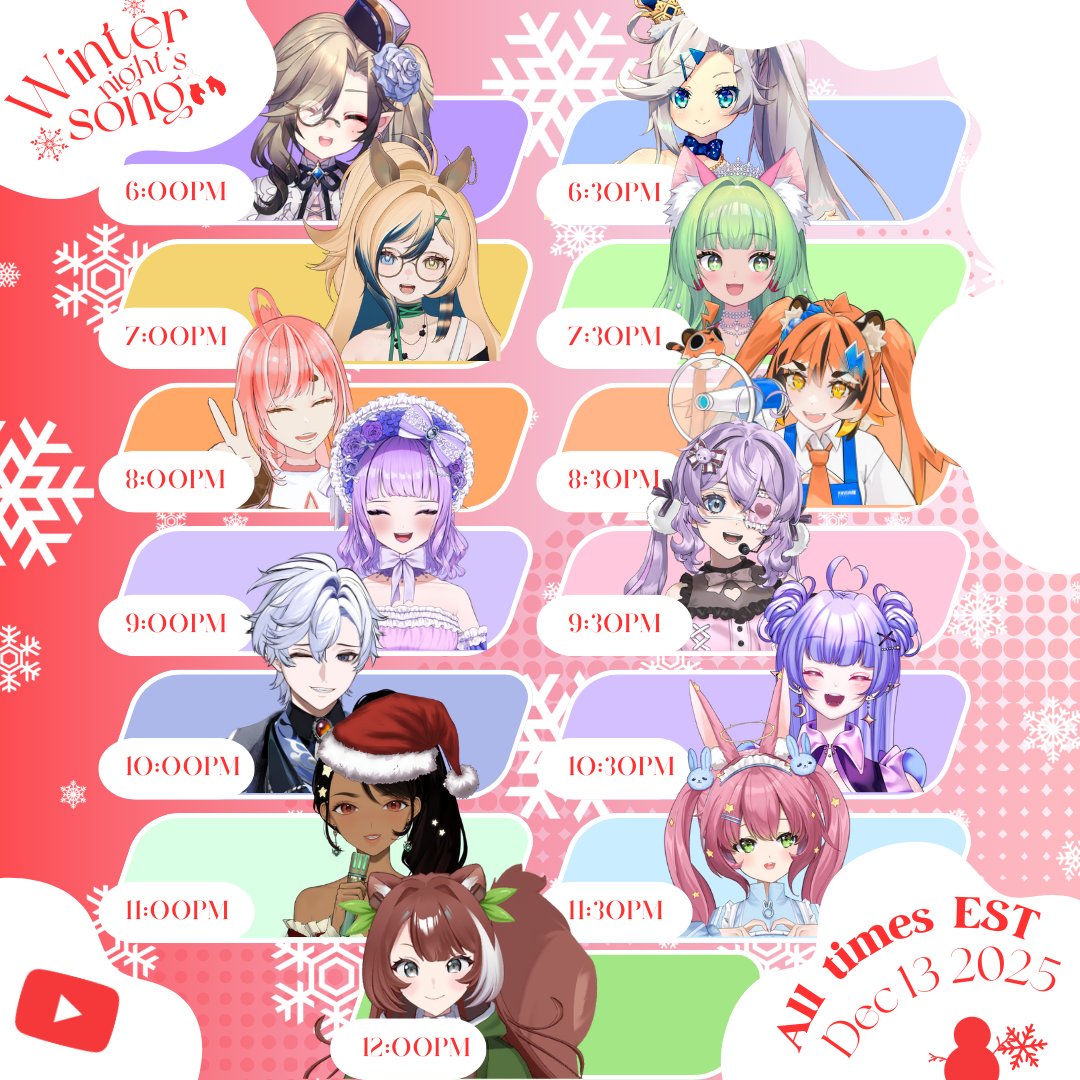 twig_vt's tweet image. 🎉「SPECIAL EVENT」🎉
✦ December 13th noon - midnight EST
✦ WINTER NIGHTS SONG KARAOKE RELAY!

Get ready for a whole 12 HOURS of vtuber singing for the holidays- I'm SO SO SO SO SO ! EXCITED!!!

LINKS BELOW!