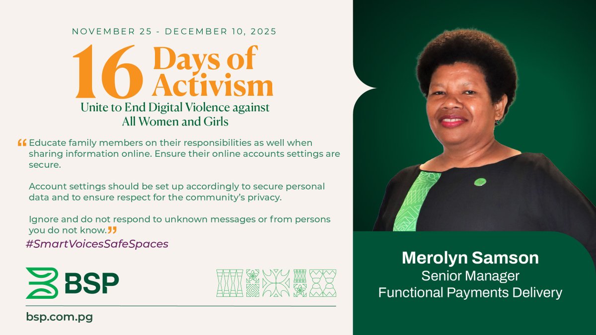 BSP PNG| Digital protection starts at home and grows in our communities—teach, talk, and take action to build a culture of safety and respect online
#SmartVoicesSafeSpaces