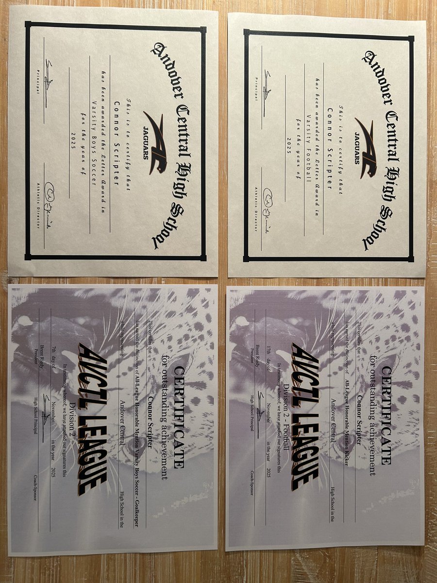 ConnorScripter's tweet image. I am blessed and honored to receive:
- All League HM Kicker (FB) and Goalkeeper (Soccer)
- My first Varsity FB and second Soccer letter

 Thank you to my coaches and family for supporting me! It was a great Fall! #hungry2025 @ACJaguarFB @ACJaguarSoccer @Coach_DTuttle @punt_21