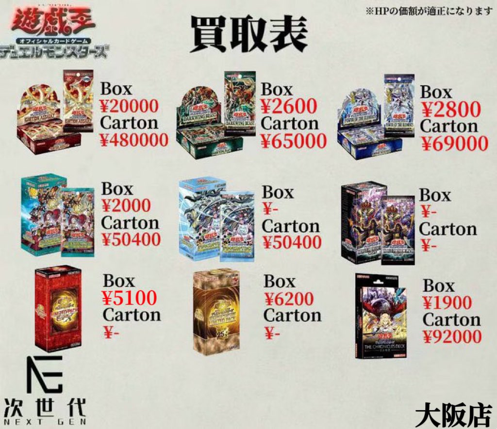 2025年12月9日(火) 遊戯王カードゲーム買取価格更新 ※遊戯王の