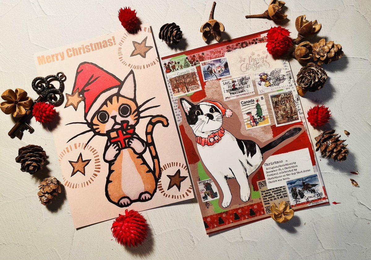 本日～open! / グッズ紹介④ 版画とペン画のクリスマスポストカード