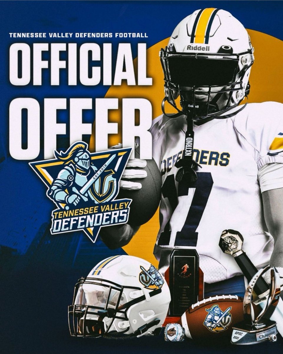 After a great conversation with Coach <a href="/Chandaman91/">Chandler Smith</a> I’m blessed to receive an offer from Tennessee Valley Defenders. <a href="/tvdefenders/">Tennessee Valley Defenders</a>