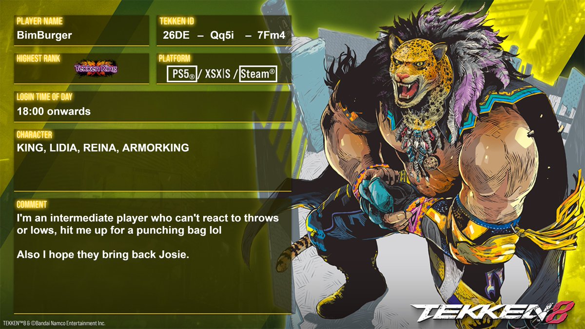 TheBim's tweet image. My #TEKKEN8_PlayerCard