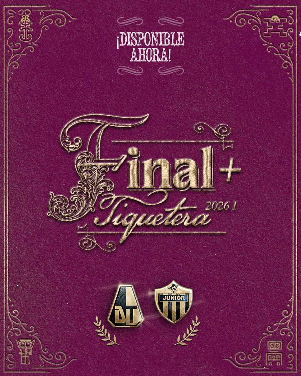 🔥🔥ATENCIÓN🔥🔥
FINAL+TIQUETERA 2026-I 

Disponible ahora 👉🏽 tuboleta.com/es/eventos/fin…

Se activa la etapa 1
(9 y 10 de diciembre) 

Si eres comprador de tiquetera (2025-II) o el combo cuadrangular (2025-II) tienes la prioridad para adquirir la Final + Tiquetera 2026–I.

Si