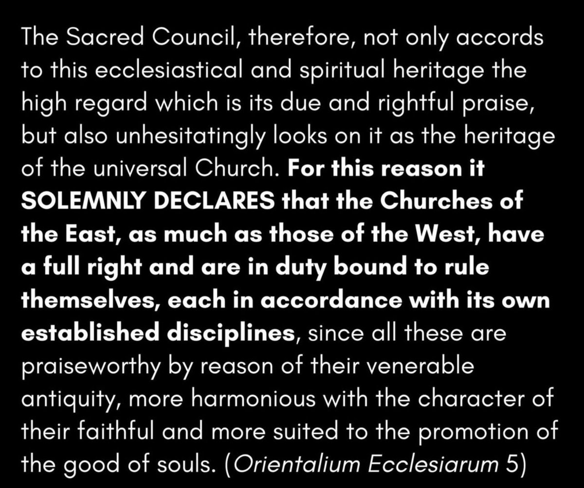 SaintFantasyGuy's tweet photo. @ElijahElishaRap Even Vatican Il says the Eastern Churches governs themselves. Orthobros don't get the papacy &amp; they don't want to. They attack a fake, autocratic version of it because it's easier for them to argue against than the minimalist position which is the official view of the papacy. https://t.co/IG7hHxsvGY