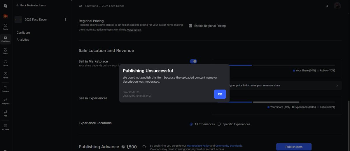 samib4n's tweet image. OK WHY IS THIS INNAPROPIATE?
I just wanted to upload an New Year Item
@Roblox #Roblox #RobloxUGC #RobloxDevs
