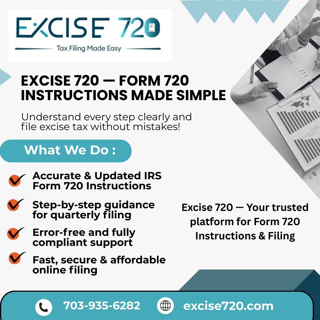 excise720's tweet image. Struggling to understand Form 720 Instructions?
Excise 720 provides clear, updated, and easy-to-follow steps for accurate quarterly excise tax filing.
 Learn &amp;amp; file online today at excise720.com
#Form720Instructions #Form720 #ExciseTax #Excise720 #IRSCompliance