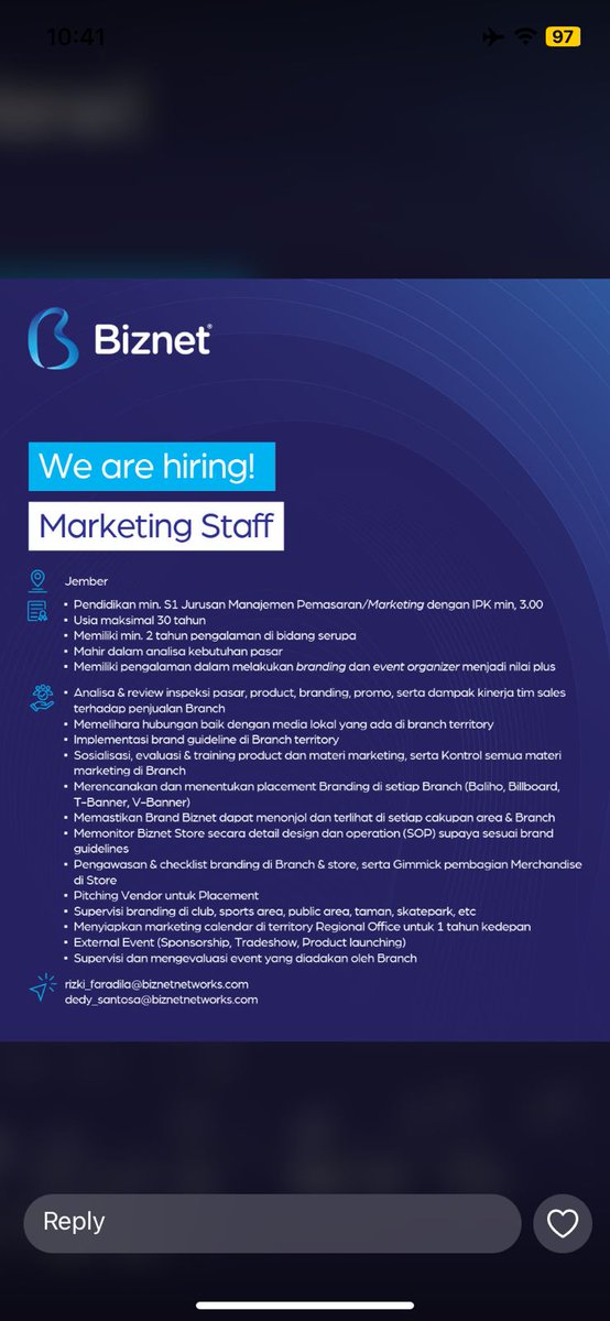 #lokerjember #lokertulungagung #lokerjatim #lokerbiznet #lokermarketing #lokersupervisor