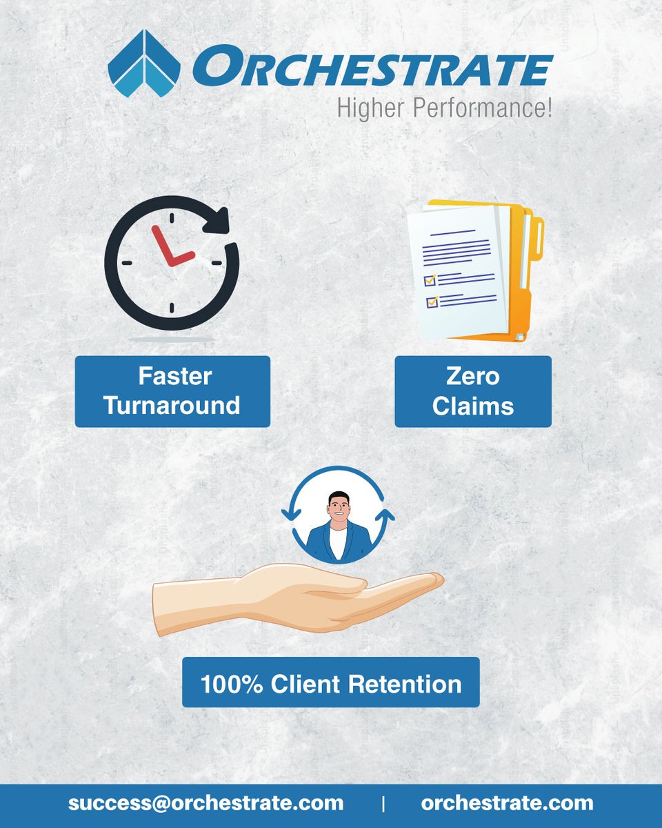 OrchestrateMTS's tweet image. Experience Faster Turnaround, Zero Claims, &amp;amp; 100% Client Retention that redefine performance.

Partner with us and elevate your operations today

Get in touch with us today : orchestrate.com

#HigherPerformance #BusinessExcellence #ClientSuccess #Orchestrate