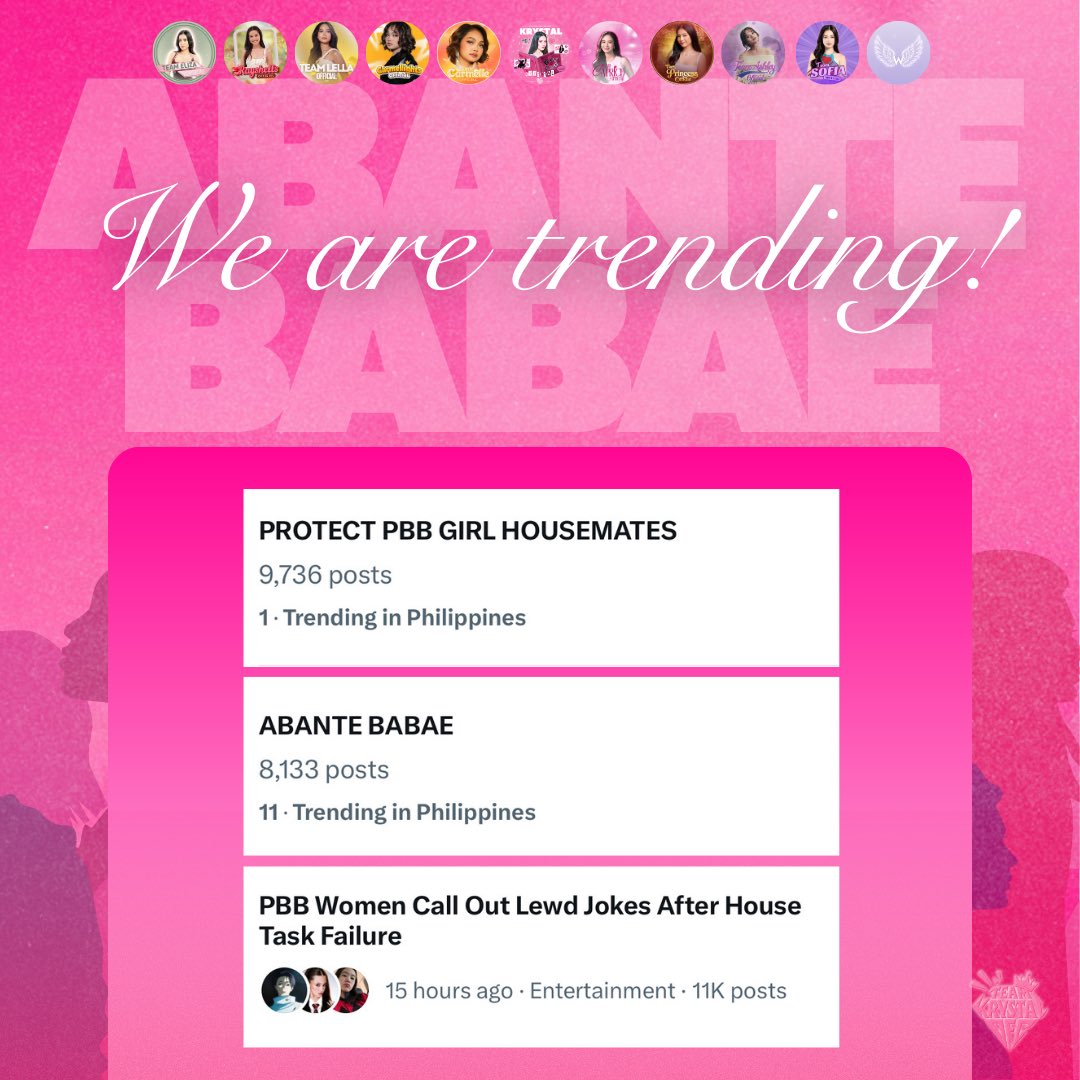 _krystaltrends's tweet photo. Three tags about the issue are trending at the same time! Stay loud. Stay firm. They can’t silence us.

PROTECT PBB GIRL HOUSEMATES
ABANTE BABAE

#KrystalMejes https://t.co/jZ2ShprMhx