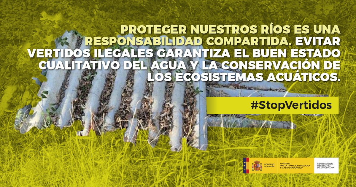 💧 Proteger nuestros ríos es una responsabilidad compartida. ❌ Evitar vertidos ilegales garantiza el buen estado cualitativo del agua y la conservación de los ecosistemas acuáticos.

#StopVertidos