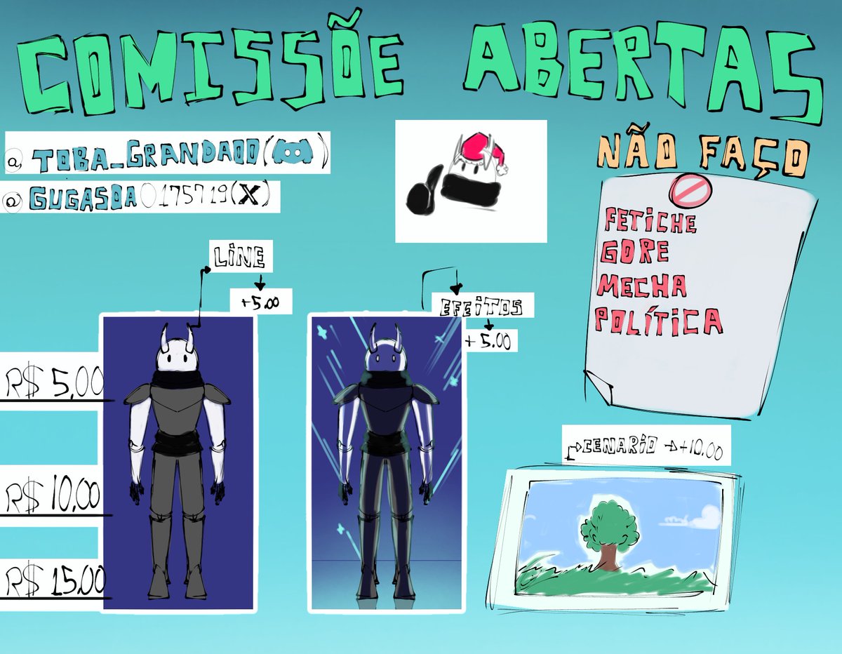 COMISSÕES ABERTAS🎉🎉, qualquer dúvida so chamar na dm👍