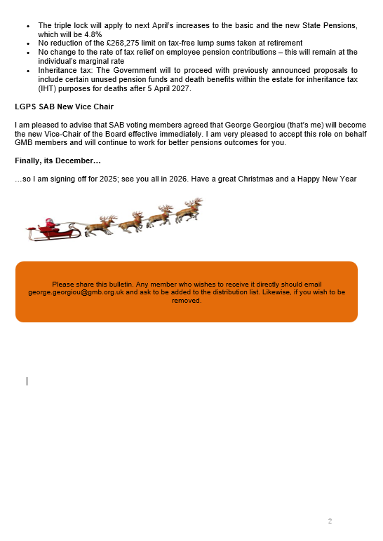 Latest Pensions bulletin for our members