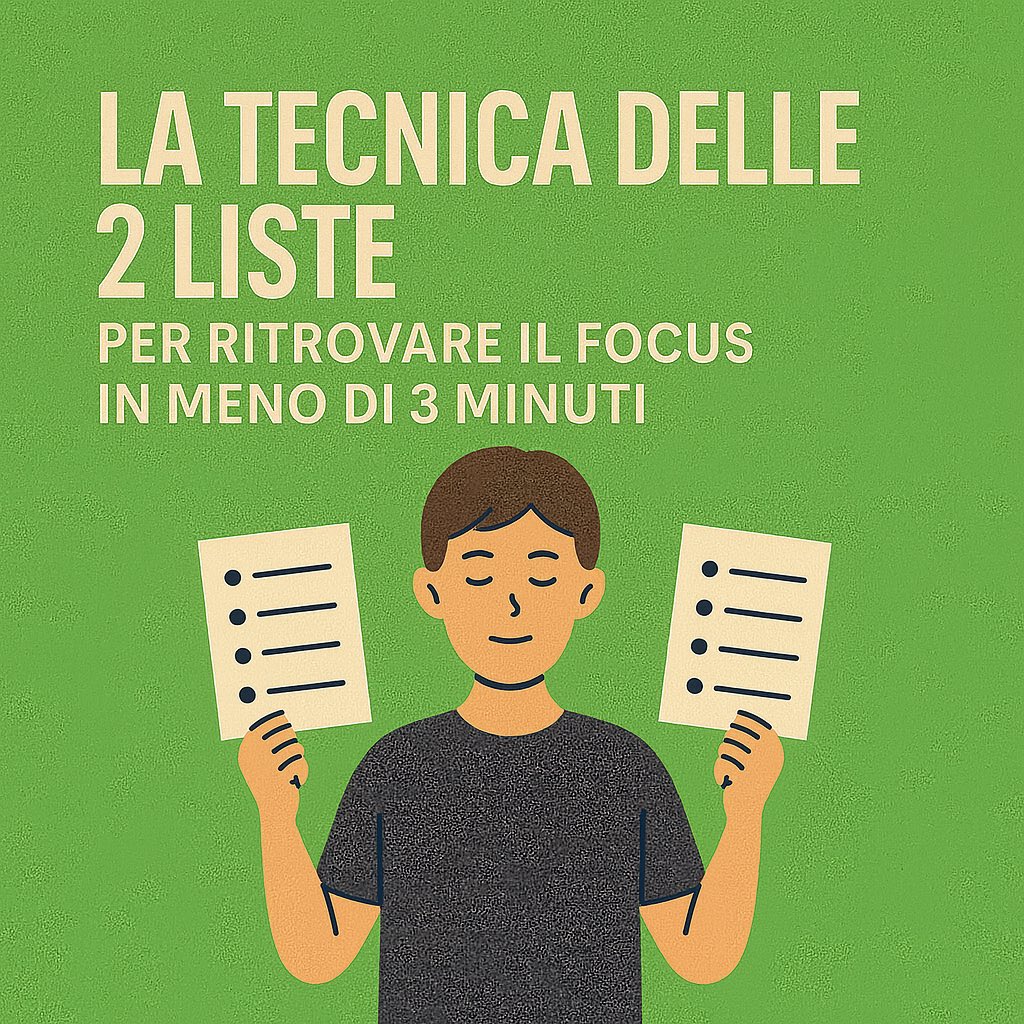 La tecnica delle 2 liste per ritrovare il focus in meno di 3 minuti. lorenzoduranti.com/2025/11/25/per…
#performance #vitareale