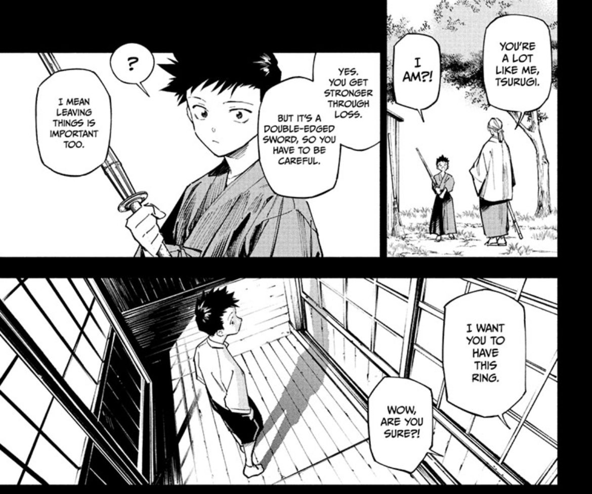 Everyone’s taking about Yuka’s
Mahoraga or Rika binding vow, but they’re sleeping on Tsurugi’s awakening foreshadowed in Jujutsu Kaisen Modulo’s first chapter

Yuka dying/potential dying = Stronger through loss
