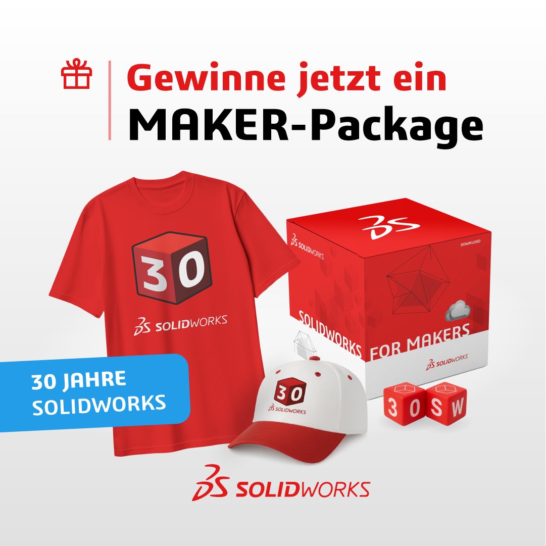 ⏰ Letzte Chance – nur noch wenige Tage!
Die Jubiläumsaktion zum 30-jährigen SOLIDWORKS Geburtstag endet am 15.12. 🎉

🎬 Jubiläumsvideo ansehen
📝 Am 30 Jahre Quiz teilnehmen
🎁 Und mit etwas Glück ein SOLIDWORKS Fanpaket gewinnen!

👉 go.solidworks.com/bqk