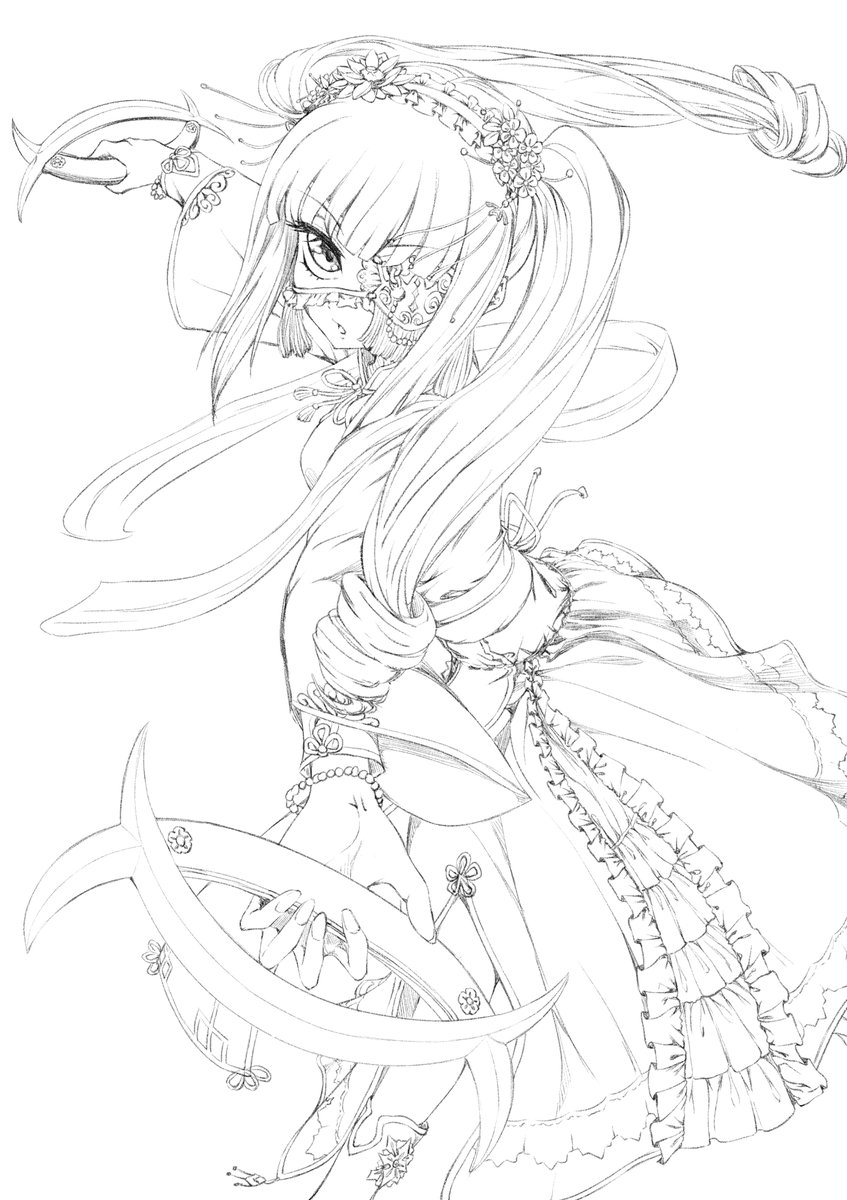 新企画｢#花園ゆりねと学ぶ世界の武器｣(ラフ)
第一弾:鴛鴦鉞

邪フェス4もし出られたら
ぺこら様本とゆりねちゃん本の2冊出したいですな
#邪神ちゃんドロップキック