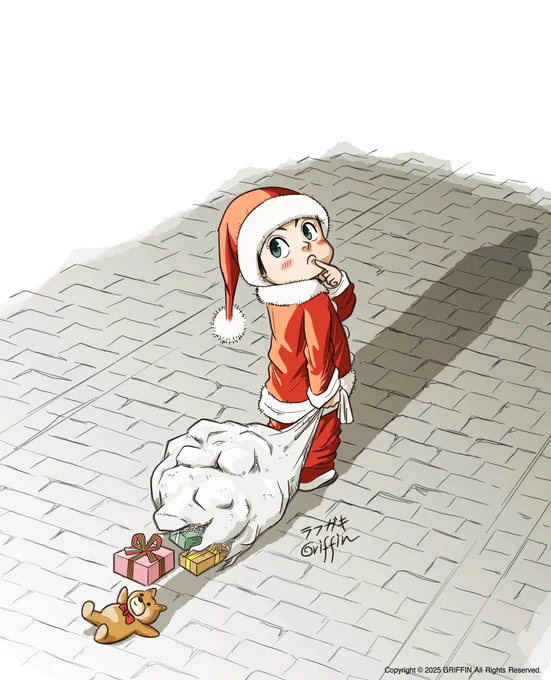 #Xmas月間なので新作の前に過去絵を上げていく ・初めてのお使い ・そろ〜りそろり ・サンタ衣装で配達バイト ・コスプレフリーレン