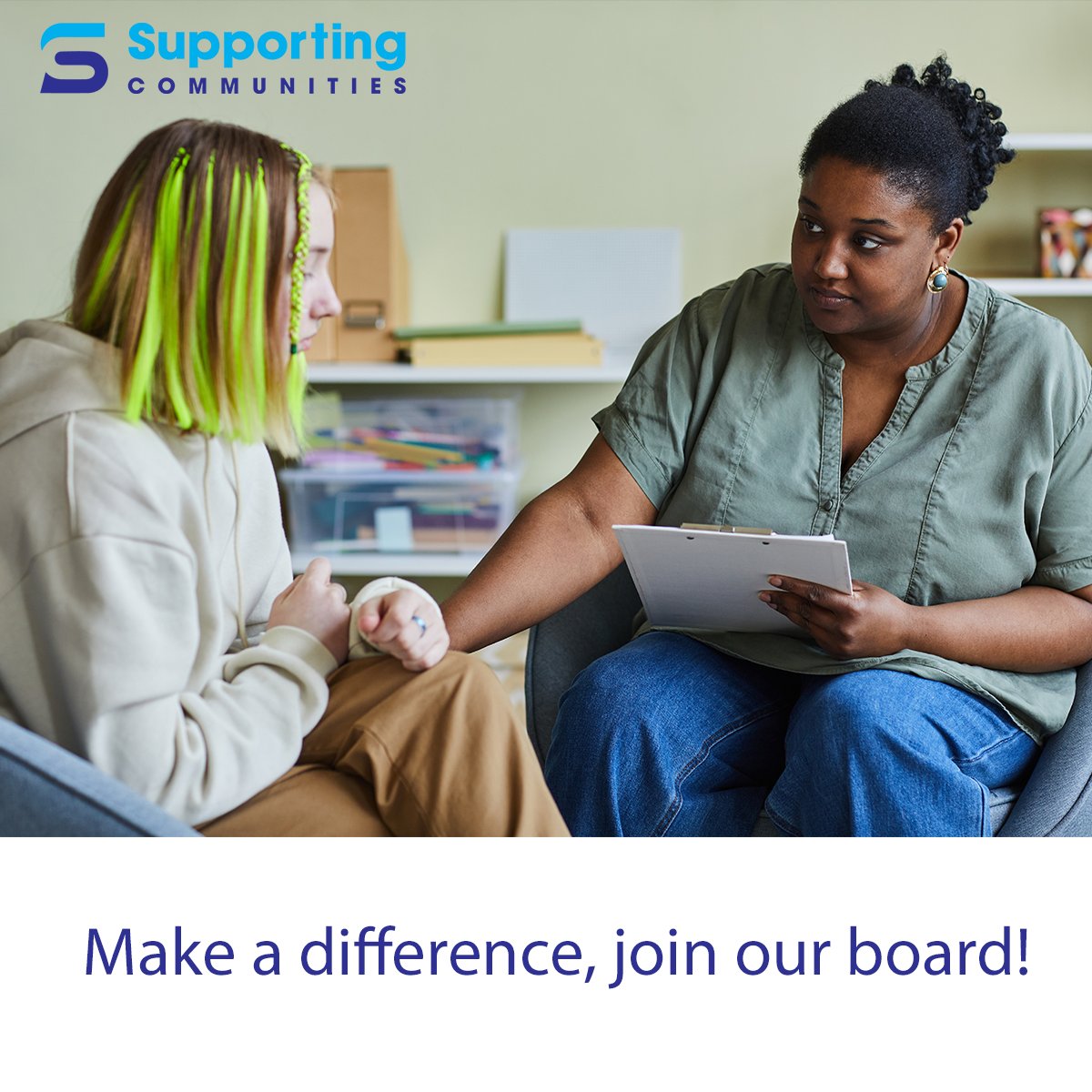 Join Our Trustee Board!

<a href="/SupportingCIO/">Supporting Communities</a>  is seeking new Trustees to join our Board, with specific expertise in Legal, Safeguarding, and Communications / Marketing.

We are a Derby-based charity working with at-risk young people, families, and communities, guided by a strong