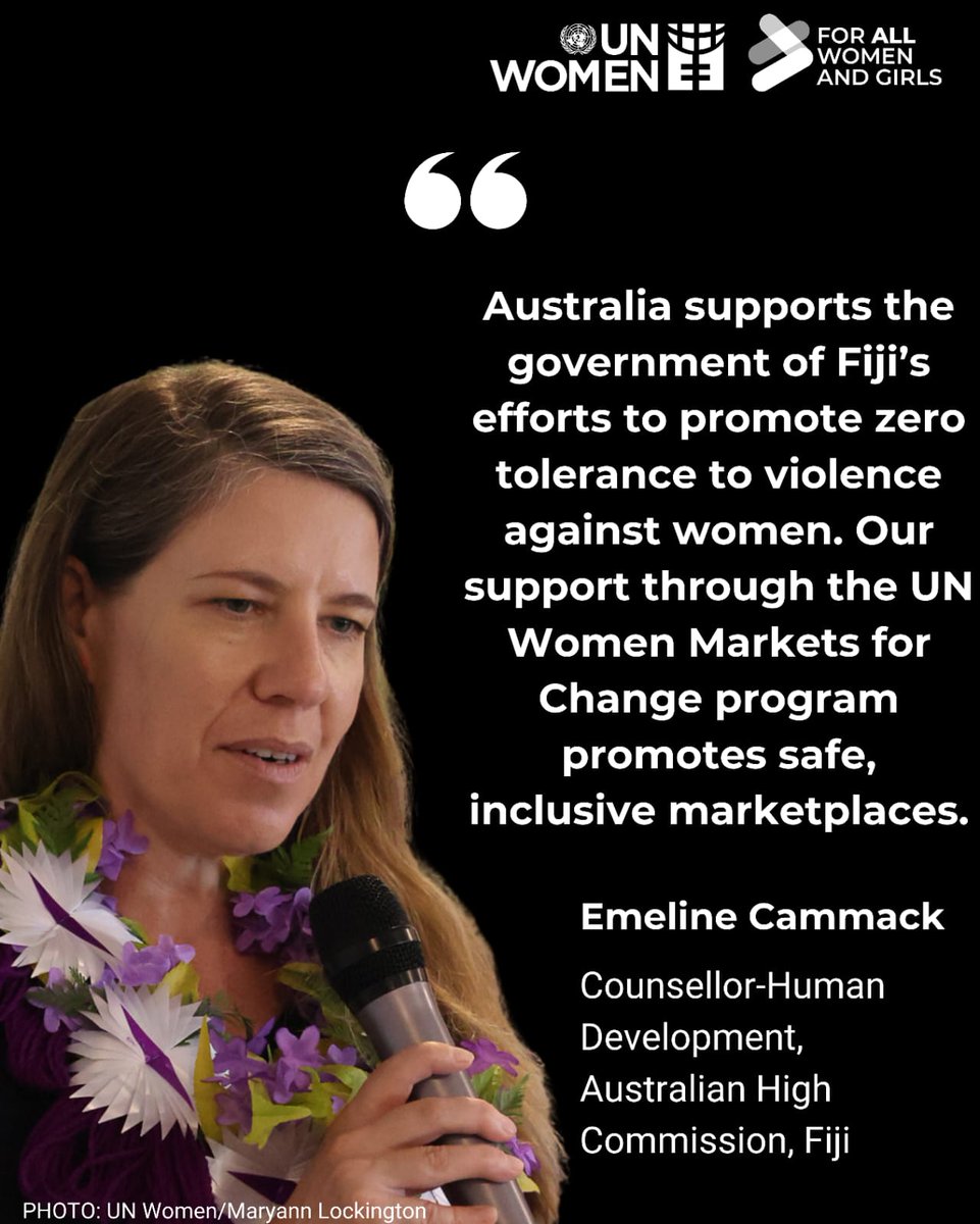 unwomenpacific's tweet image. #Fiji 🇫🇯 | At the Nausori Market #16Days event, Fiji Min of Women Hon. Sashi Kiran, UNW @DavidianAli and Emeline Cammack from the @AusHCFJ joined vendors to reaffirm that markets must be safe, inclusive spaces for all women and girls, offline and online. #M4C #EndViolence