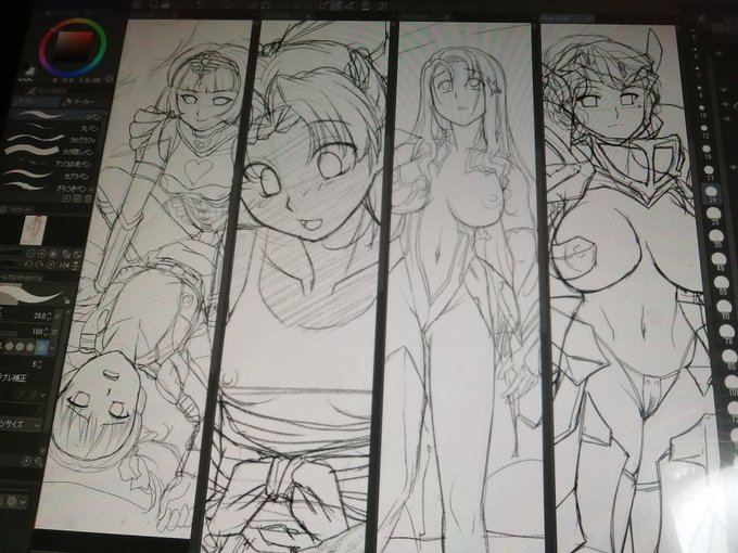 フゥ~( 'ー`)y-~~下描きオワタ 