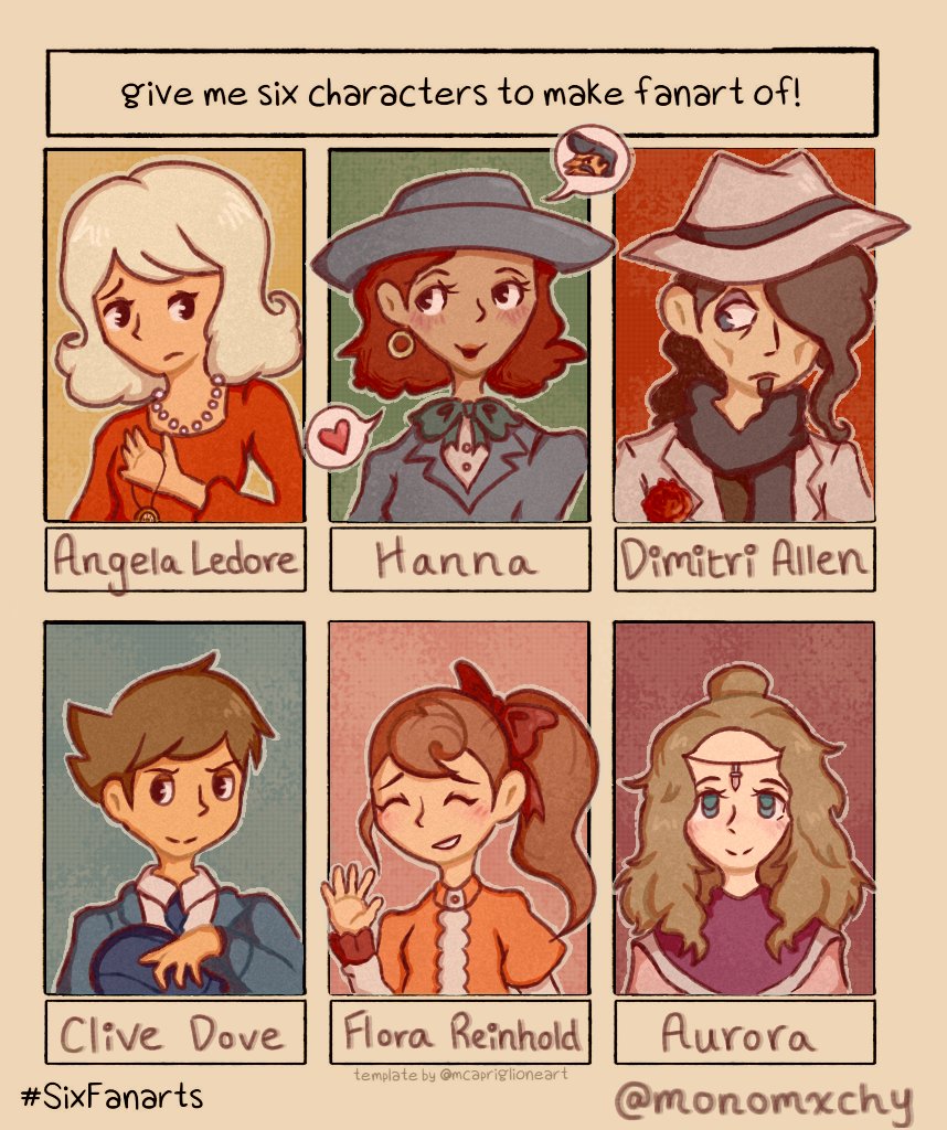 THANK YOU to everyone who sent me their requests, they were all so fun to draw!!! #professorlayton #SixFanarts