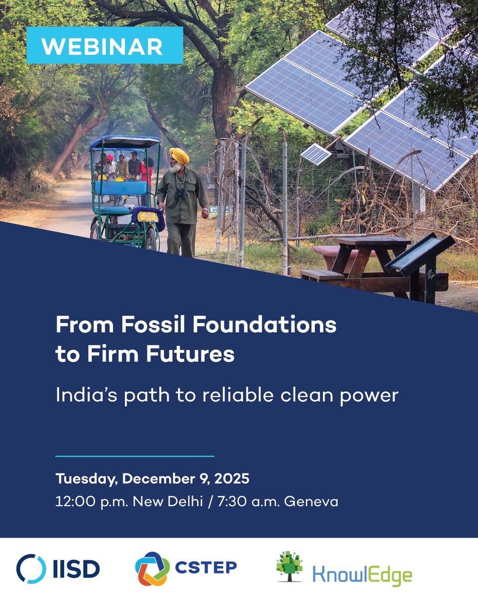 IISD_Energy's tweet photo. ⏰Starting in 1hr—firm &amp; dispatchable renewable energy is a key contender to replace coal as India looks to ⬆️affordable electricity &amp; energy security, amid ⬆️demand.

Join gov't &amp; civil society speakers to explore priorities in 🇮🇳’s evolving power market.
https://t.co/c2v63ZQQI6 https://t.co/r63M6lcP99