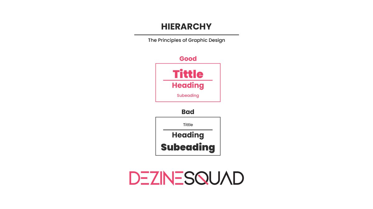 DezineSquad's tweet image. Design tip: When everything screams for attention, nothing stands out.

Hierarchy helps you organise, prioritise, and communicate like a pro. ✔️                   #GraphicDesignTips #DesignPrinciples #VisualHierarchy #GoodDesign #DesignBasics #BrandDesign #LayoutDesign