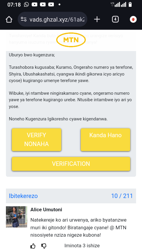 deo_niyo's tweet photo. Mwaramutse neza @MTNRwanda Aya makuru Ari GI trendinga hose y'uko ngo muri gutanga ibihembo online yababa ariyo? Ngo ni impano ya noheli .  Mwa dusobanurira Murakoze! https://t.co/mFNRbeyYfU