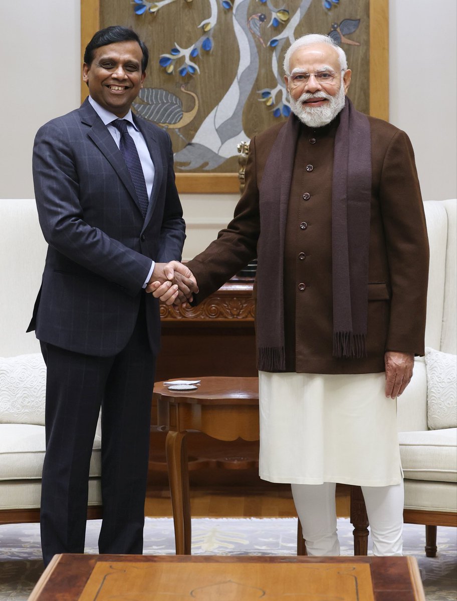 Thank you PM <a href="/narendramodi/">Narendra Modi</a> ji for an awe inspiring conversation on India’s AI-first roadmap, need for global enterprises to drive higher velocity of AI adoption, education and skilling reforms to build AI capabilities and uplifting productivity for inclusive growth <a href="/Cognizant/">Cognizant</a>