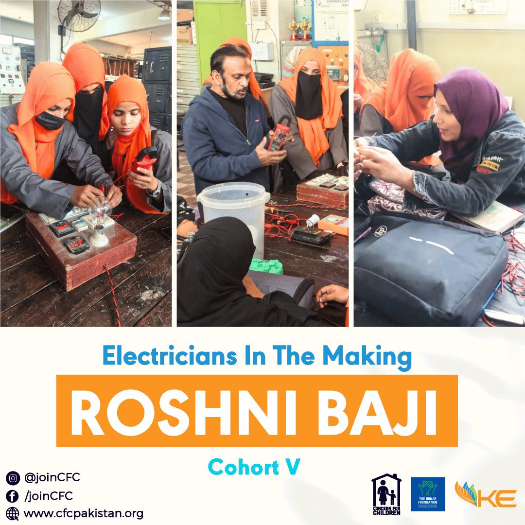 joincfcpk's tweet photo. From Safety Ambassadors to Skilled Electricians 
Roshni Baji Cohort V is undergoing hands-on electrician training, breaking barriers and lighting the path for safer, more skilled communities in #Karachi

#ACTNOW #RoshniBaji #WomenInEnergy #WomenEmpowerment #SkillDevelopment #CFC https://t.co/i8hd81KHZL