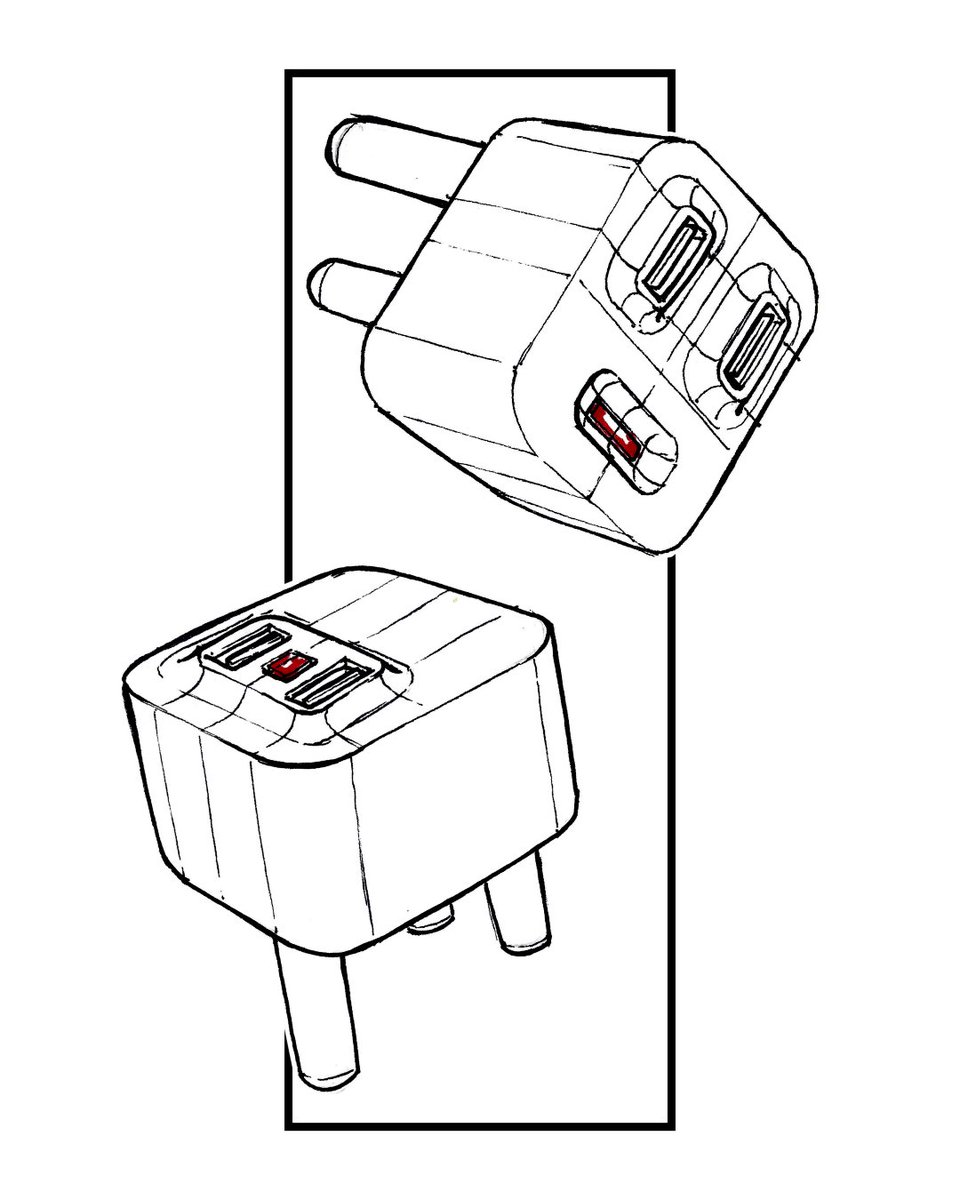digitalchild_'s tweet photo. Concept Sketch 28
USB charging adapter plug.
#industrialdesign #enclosure #usb
#plug #multiplug #sketchbook #sketches https://t.co/0Om6FjzbnB