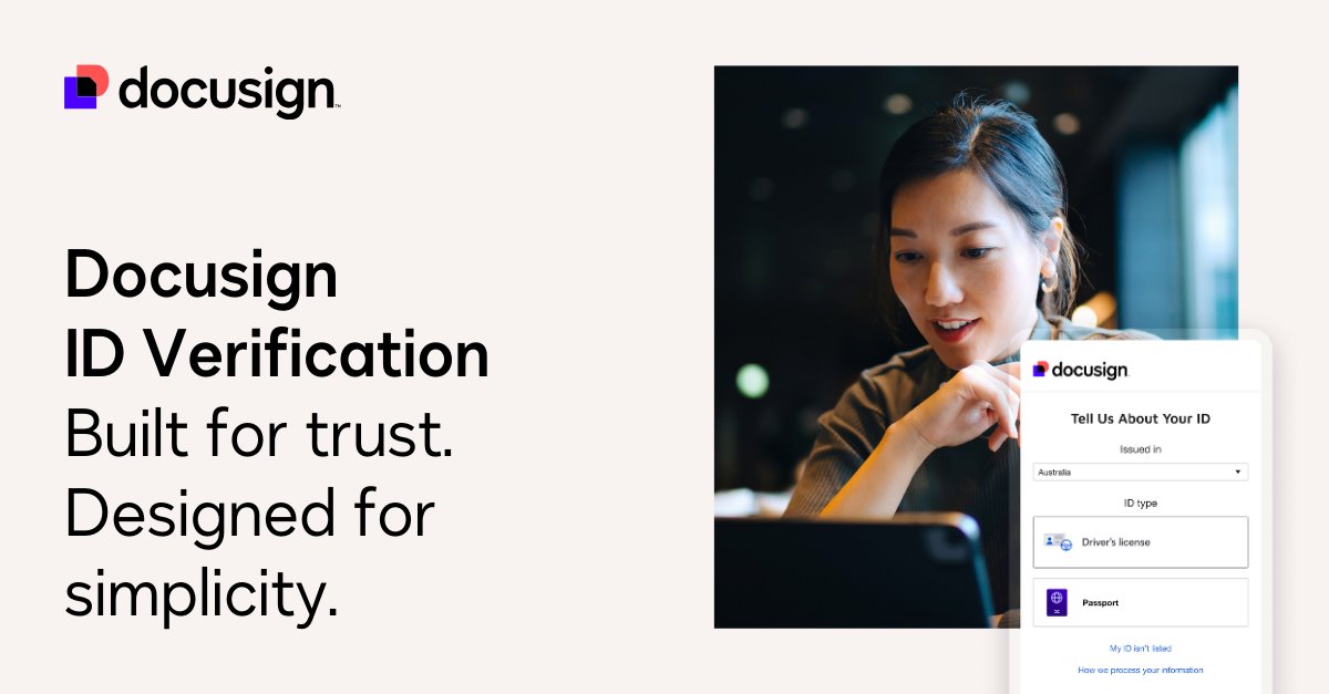 IDVerse® is officially powering Docusign ID Verification in Australia! 🇦🇺

We’re now equipped with Local Data Residency and  TDIF Accreditation to meet the strictest security and compliance needs for our customers.

Try Docusign IAM now: ow.ly/KwZT50XG5wK