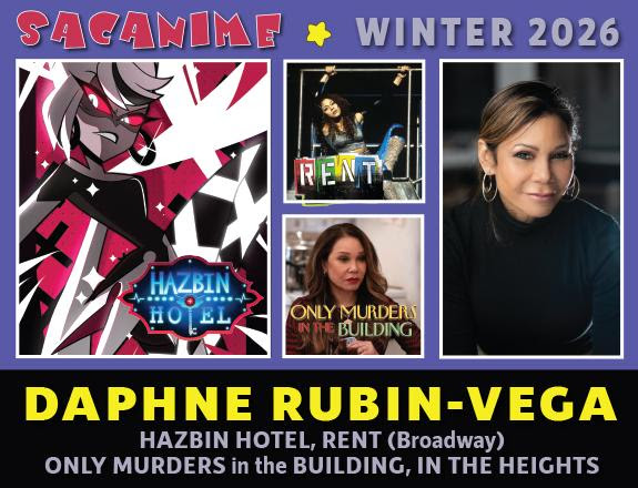 SacAnime's tweet photo. Please welcome Daphne Rubin-Vega to Sacanime Winter lineup!

#DaphneRubinVega can currently be heard in#HAZBINHOTEL, and seen in #ONLYMURDERSINTHEBUILDING, #EZRA, #THECHANGELING, #ACCUSED, #INTHEHEIGHTS, #SOCIALDISTANCE, https://t.co/cblgwhv3Jk