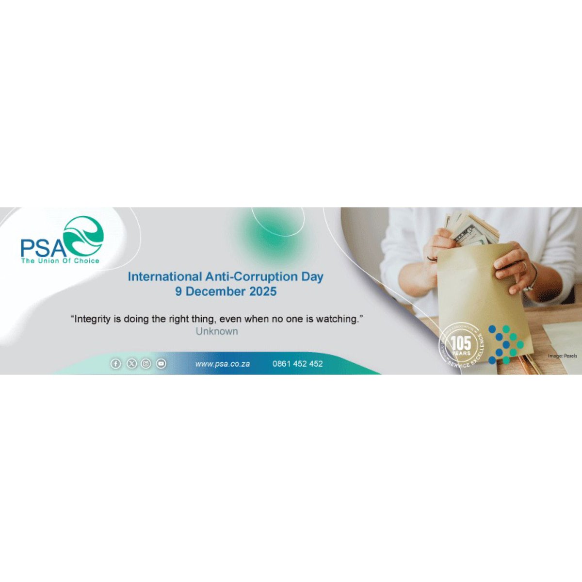 unionofchoice's tweet image. 🚫 Corruption has no place in our future.
This International Anti-Corruption Day, we stand firm for integrity, transparency, and accountability.  Together, we can build a corruption-free society✊🏽

#PSA
#AntiCorruptionDay #IntegrityMatters
#TheUnionOfChoice