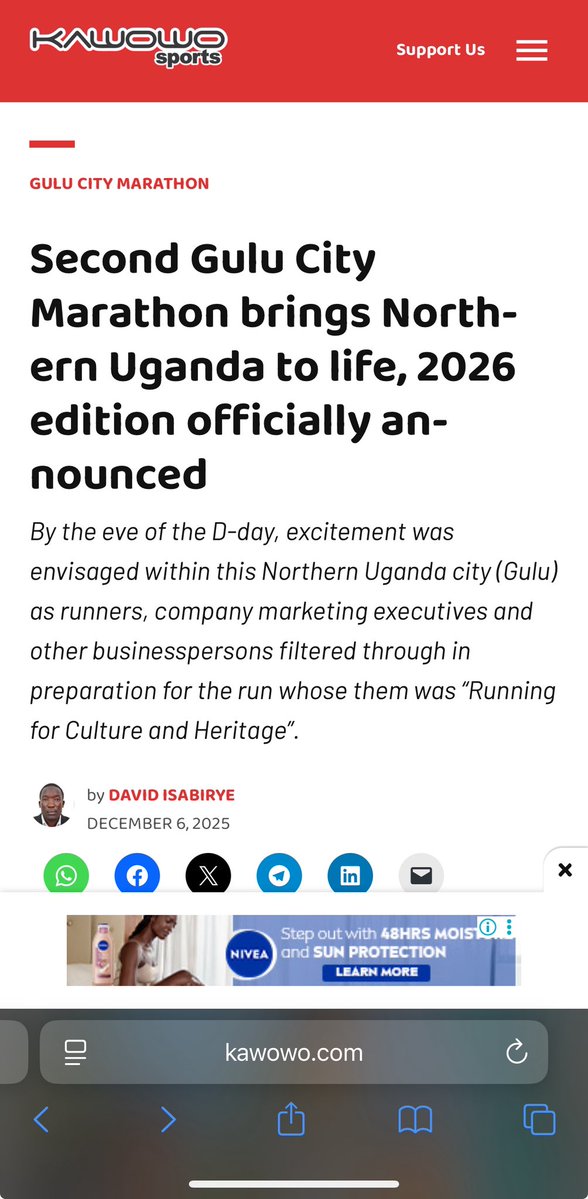 “This weekend proved that #TheGuluCityMarathon isn’t just an event—it’s a growing platform for tourism, culture and national visibility. The momentum speaks for itself” Kawoowo sports. For details tap the link kawowo.com/2025/12/06/sec…