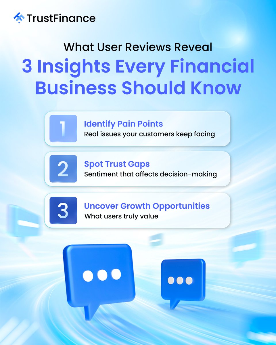 What Do User Reviews Reveal? 
3 Insights Every Financial Business Should Know

In today’s financial landscape, trust is your greatest competitive advantage.

User reviews don’t just reflect satisfaction — they reveal patterns, risks, and opportunities that can directly impact