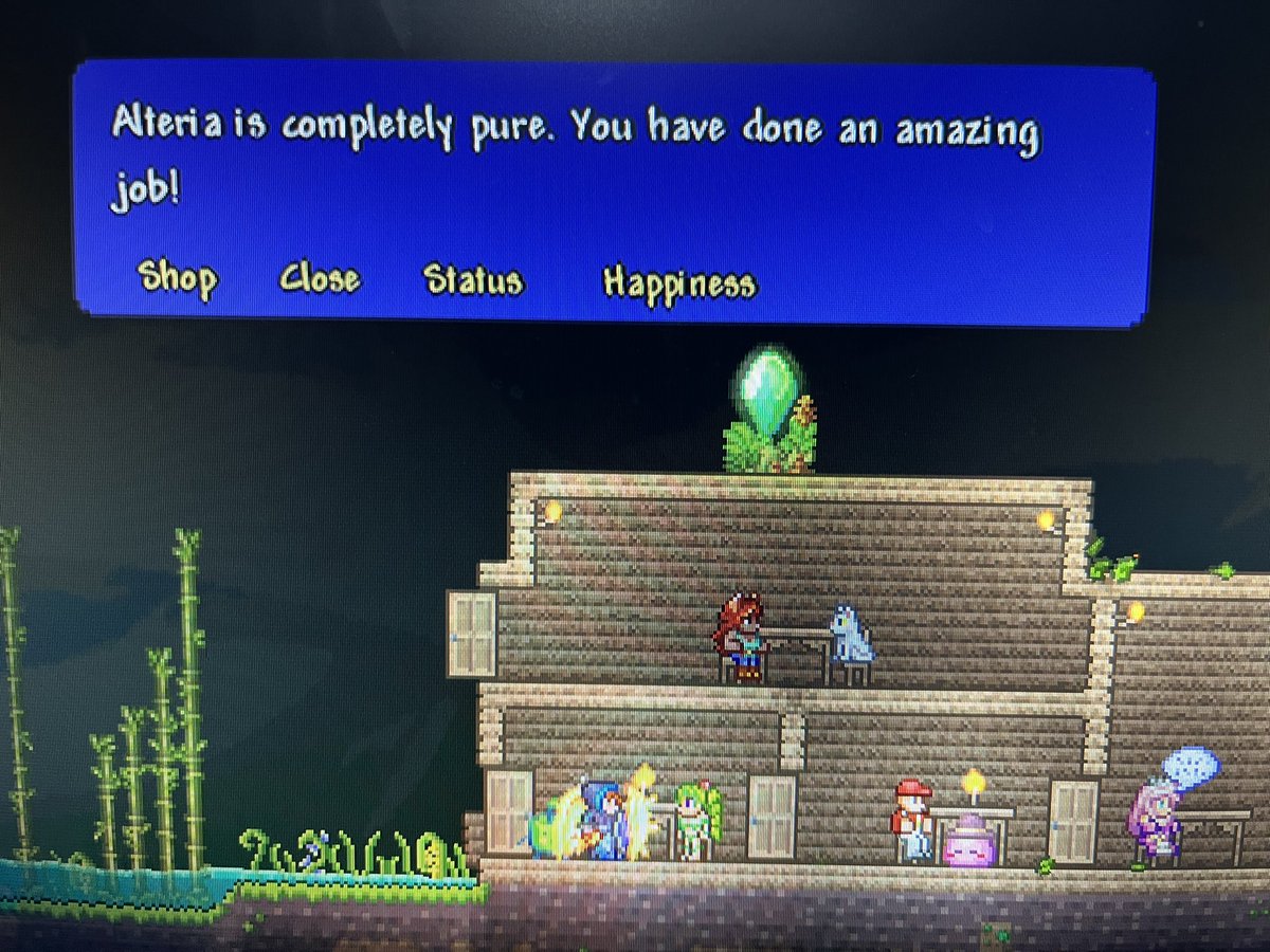 Been playing Terraria again. Finished the 200 Angler quests over the weekend and finished purifying the world today. Just a few more miscellaneous achievements to go. Glad to have the worst ones done!