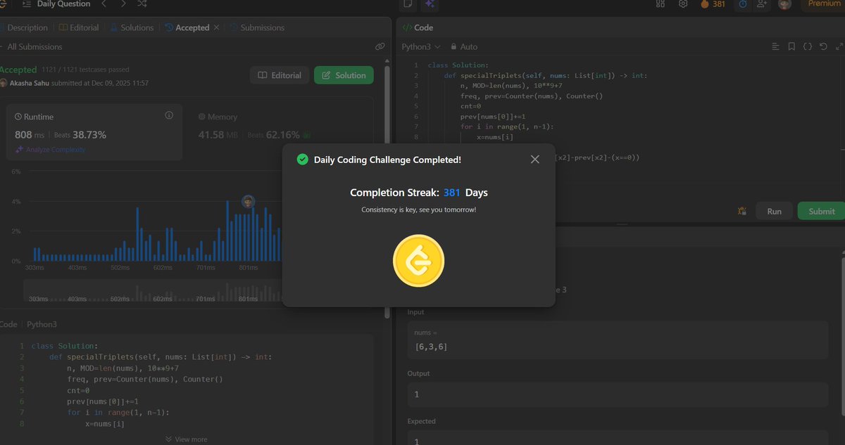 akashasahu07's tweet image. Day - 381
LeetCode daily challenge completed. Steady progress forward. 💻📈
#LeetCode #LeetCodeDaily #CodingPractice