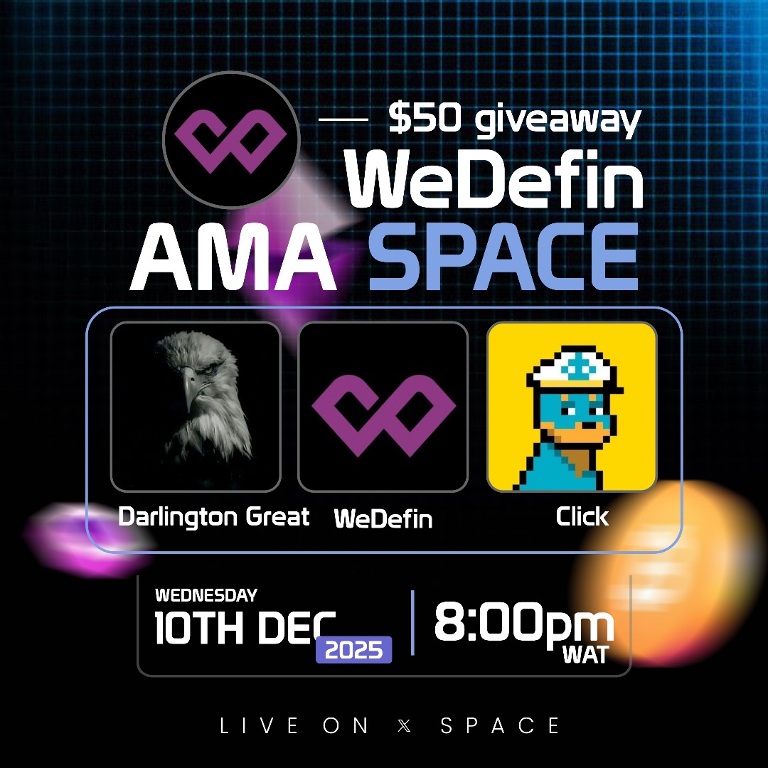 Join me TOMORROW, December 10th, at 8:00 PM WAT for an exclusive Ask Me Anything (AMA) space!
We will be answering your questions live, sharing insights, and discussing all things about WeDefin

But wait, there's more!
Five lucky participants will walk away with $10 each