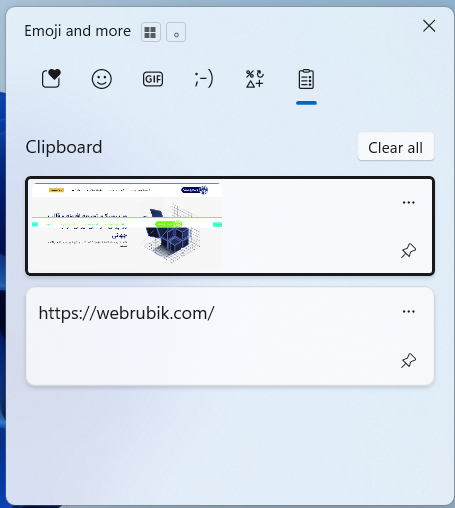 mostafa__coder's tweet image. برای شروع فعلا اگر Clipboard رو فعال نکردین با Windows+C فعالش کنید.
اینطوری می‌تونید همزمان چندتا متن و عکس رو کپی بزنید و نگه دارید. بعد با Windows+V بهشون دسترسی داشته باشید و Paste‌ کنید. دیگه نیازی نیست هی پنجره جابجا کنید تا دوباره کپی کنید.