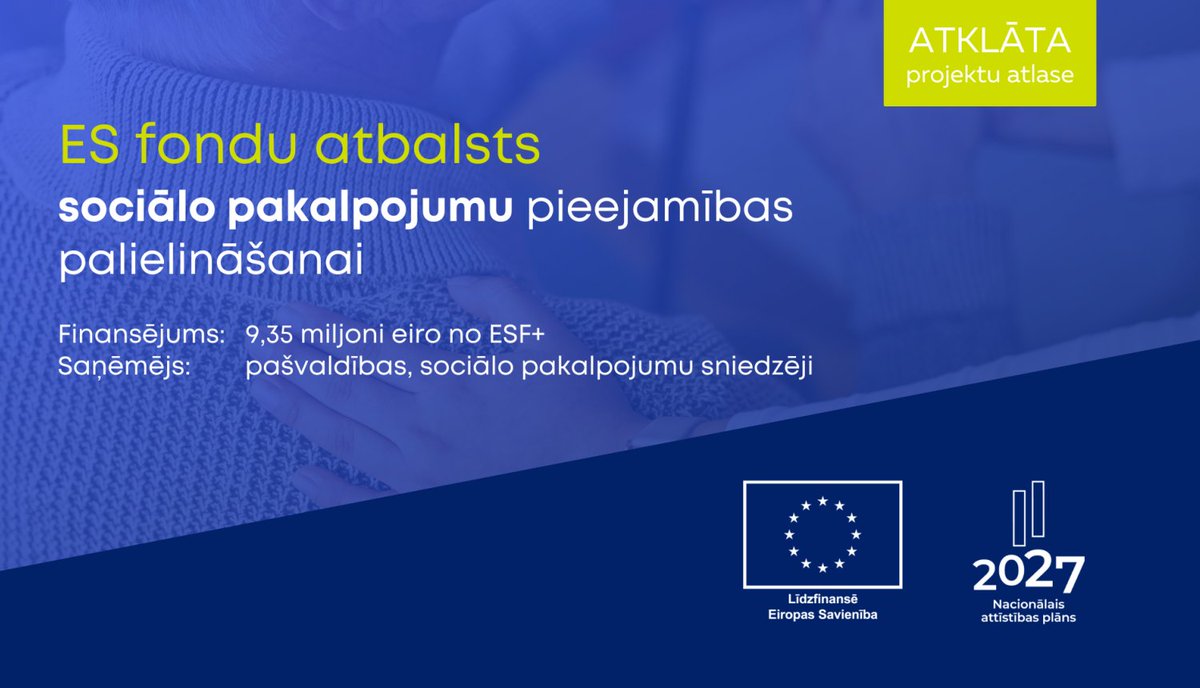 CFLA_gov_lv's tweet image. 📢 Pieejams #ESfondi finansējums sociālo pakalpojumu pieejamības palielināšanai!

📄 Vairāk lasi šeit: cfla.gov.lv/lv/jaunums/sak…

#ESFplus #CFLA